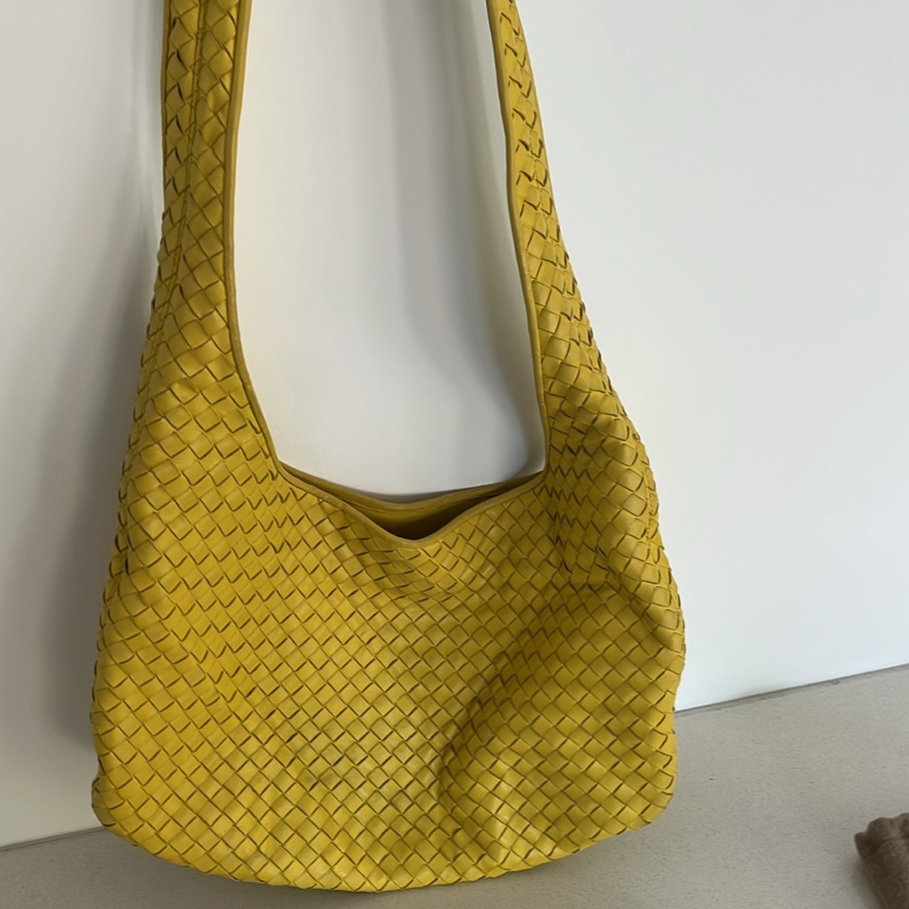 Authentic Bottega Veneta Yellow Woven Leather Bag